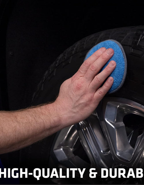 Load image into Gallery viewer, Microfiber Car and Tire Wax Applicator Pads and Cleaning Pads - Blue/Grey, 5 In. Diameter, 6 Pack
