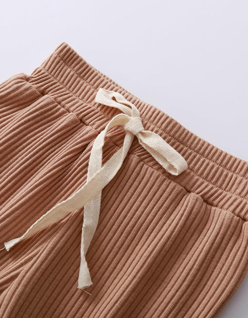 Load image into Gallery viewer, Newborn Baby Boy Girl Clothes Ribbed Knitted Cotton Long Sleeve Romper Long Pants Solid Color Fall Winter Outfits
