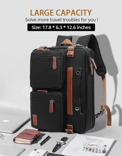 Load image into Gallery viewer, 3 in 1 Laptop Bag for Men, 17.3 Inch Work Bags for Men, Laptop Backpack, Briefcases, Messenger Bag, Computer Bags for Laptops for Men Women, Black
