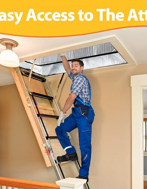 Load image into Gallery viewer, Attic Stairs Insulation Cover 25"X54"X11", Attic Door Insulation Cover, R-Value 15.5 Attic Hatch Insulation, Class a Fireproof Attic Tent Ladder Insulation Cover Kit
