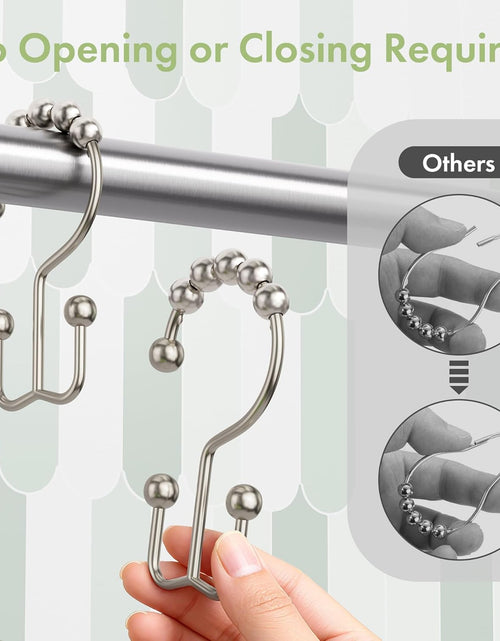 Load image into Gallery viewer, Shower Curtain Rings, Rust-Resistant Metal Double Shower Hooks for Curtain Rolling Shower Curtain Hooks Rings Shower Rings for Bathroom Shower Curtain Rod , Nickel, Set of 12 Rings

