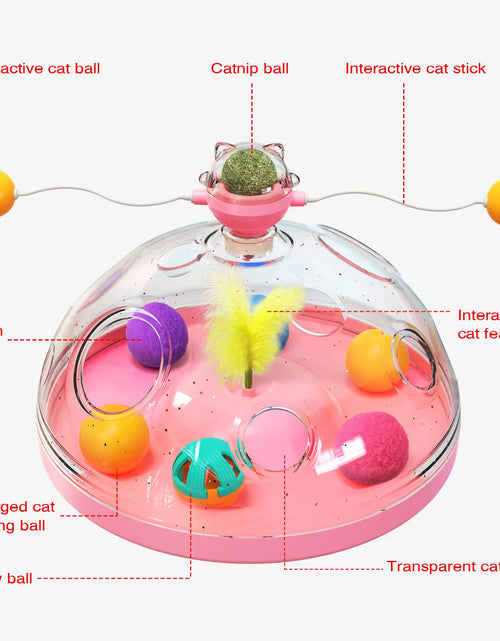 Load image into Gallery viewer, Cat Puzzle Toys Indoor for Kitten Interactive Games Spinning Track Balls &amp; Feather Teaser Toy Stimulation Brain Treasure Chest
