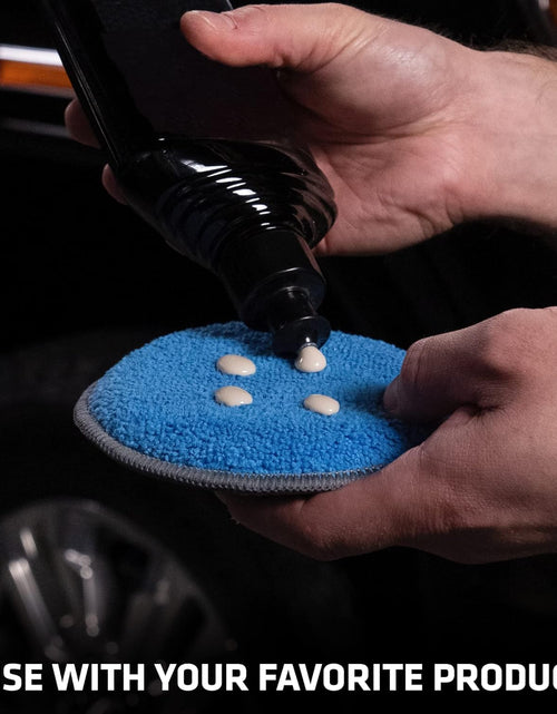Load image into Gallery viewer, Microfiber Car and Tire Wax Applicator Pads and Cleaning Pads - Blue/Grey, 5 In. Diameter, 6 Pack
