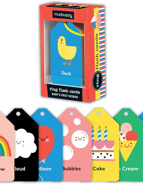 Load image into Gallery viewer, Baby'S First Words Flash Cards – 26 Double-Sided Word Flash Cards on a Reclosable Plastic Ring, Learning Game for Babies and Toddlers Ages 3 to 5, Multicolor
