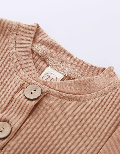 Load image into Gallery viewer, Newborn Baby Boy Girl Clothes Ribbed Knitted Cotton Long Sleeve Romper Long Pants Solid Color Fall Winter Outfits
