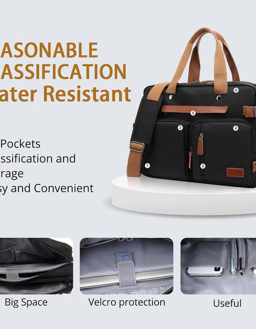 Load image into Gallery viewer, 3 in 1 Laptop Bag for Men, 17.3 Inch Work Bags for Men, Laptop Backpack, Briefcases, Messenger Bag, Computer Bags for Laptops for Men Women, Black
