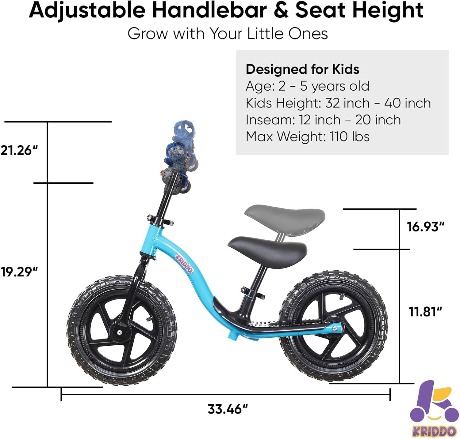 Toddler Balance Bike 2 Year Old, Age 18 Months to 5 Years Old, Early Learning Interactive Push Bicycle with Steady Balancing, Gift Bike for 2-5 Boys Girls