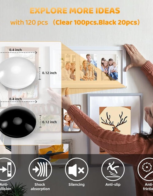 Load image into Gallery viewer, Cabinet Door Bumper, Cabinet Bumpers Clear 120PCS, Cabinet Stoppers Rubber, Cabinet Cushion Drawer Stops, Rubber Cabinet Door Bumpers Sound Dampening 3/8 Inch
